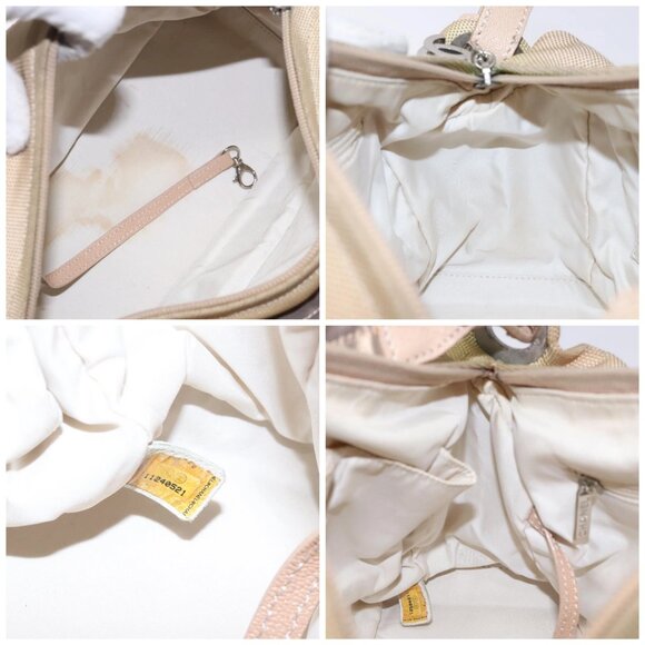 CHANEL Paris Biarritz Shoulder Bag Coated Canvas Beige Silver CC Auth BA4004 - Picture 14 of 15